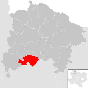 Lage der Gemeinde Windigsteig im Bezirk Waidhofen an der Thaya (anklickbare Karte)