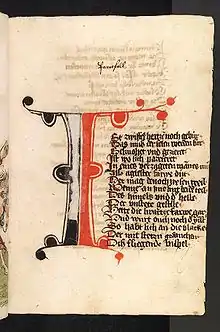 Wolfram, Parzival 1,1ff (Prolog) – Ist zwiffel hertzen noch gebur... (Heidelberg, Codex Palatinus Germanicus)