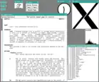 Umgebung mit twm&nbsp;und X&nbsp;Window&nbsp;System (X11).