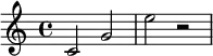 {\time 4/4 c'2 g' e'' r2}