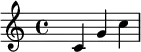 {\set Staff.midiInstrument = #"violin" \skip4 c' g' c''}
