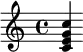 \relative c' { <c e g c> }