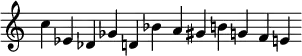 {
\set Score.tempoHideNote = ##t
\tempo 4 = 120
\omit Staff.TimeSignature
\time 12/1 c'' es' des' ges' d' bes' a' gis' b' g' f' e'
}