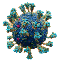 Atomgenaue 3D-Grafik des SARS-CoV-2-Virions