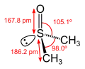 DMSO-Molekül mit Bindungslängen und -winkeln