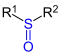 Allgemeine Struktur von Sulfoxiden mit der blau markiertenSulfinylgruppe