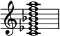 {
\override Score.TimeSignature #'stencil = ##f
\relative c' {
\clef treble \time 4/4
<c es g bes d f a>1
} }