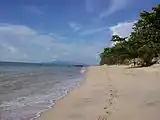 The mountain as seen from Batu Feringghi, Penang, 41 km (25 mi) southwest.