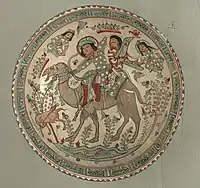 Bahram Gur hunting with Azadeh; 3 5/8 x 8 3/8in. (9.2 x 21.3 cm)