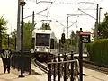 Hoboken-bound train approaching the station in September&nbsp;2009