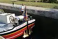 A tight fit for Luciole in a Nivernais lock
