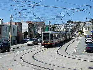 Outbound train at Orizaba and Broad, 2023