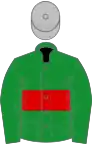 Green, red hoop, silver cap