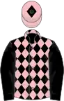 Black and pink diamonds, black sleeves, pink cap, black diamond