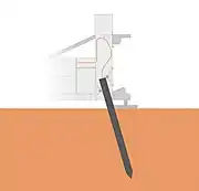 Engineering analysis of the mole after the initial problem concluded that the bottom of the mole was about 12–14 inches (30–36&nbsp;cm) deep into Martian ground, with a bit of its top still inside the HP3 support structure.
