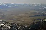 Paradise Valley from 15,000 feet (4,600&nbsp;m) over Livingston, Montana (looking south)