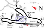 South Course1.650&nbsp;mi (2.655&nbsp;km)12 turns