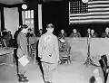 Friedrich Wetzel (seen from the back with number 40) during the delivery of the verdict on 13&nbsp;December 1945