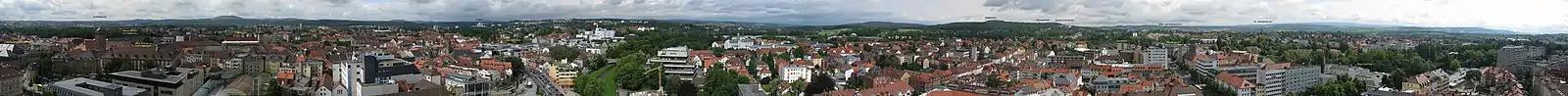 Panoramansicht vom Bayreuther Neuen Rathaus