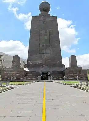 Mitad del Mundo: die Äquatorlinie ist gelb