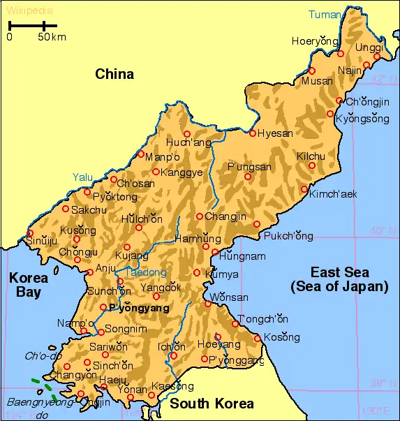 Karte von Nordkorea