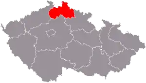 Der Reichenberger Kreis (in Rot) in der Tscheschei (in Dunkelgrau).