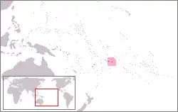 Karte von Ozeanien mit eingezeichneter Lage von Amerikanisch-Samoa