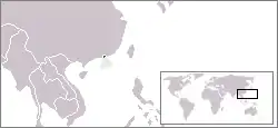 Karte von Asien mit eingezeichneter Lage von Macau