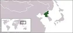 Karte Ostasiens mit hervorgehobener Lage von Nordkorea
