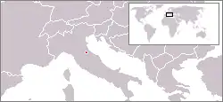 Kartenausschnitt Europas mit eingezeichneter Lage von San Marino