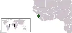Bild von Westafrika mit eingezeichneter Lage von Sierra Leone
