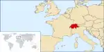 Karte von Europa mit hervorgehobener Lage der Schweiz