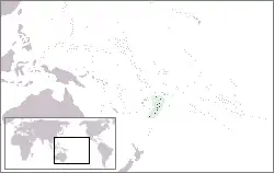 Karte von Ozeanien mit eingezeichneter Lage von Tonga
