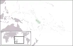 Karte von Ozeanien mit eingezeichneter Lage von Tuvalu